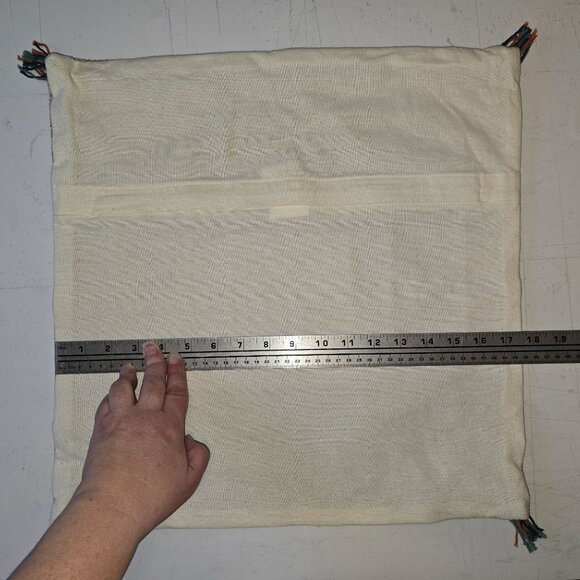 Vintage Surya Square Decorative Pillow Cover With Tassels & Zipper Closure 18" - Picture 3 of 4